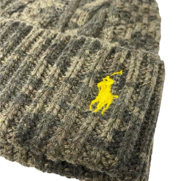 POLO RALPH LAUREN Camouflage Cable Knit Camo Beanie Hat Olive Green - Picture 7 of 12